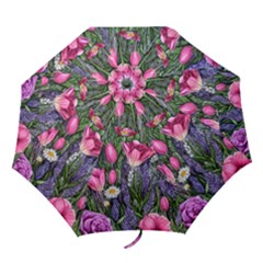 Cheerful Watercolor Flowers Folding Umbrellas by GardenOfOphir