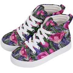 Cheerful Watercolor Flowers Kids  Hi-top Skate Sneakers by GardenOfOphir