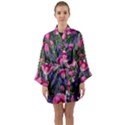 Cheerful Watercolor Flowers Long Sleeve Satin Kimono View1