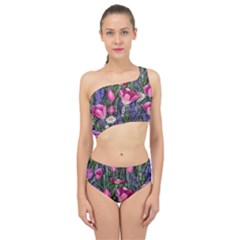 Cheerful Watercolor Flowers Spliced Up Two Piece Swimsuit by GardenOfOphir