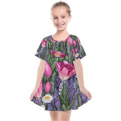 Cheerful Watercolor Flowers Kids  Smock Dress by GardenOfOphir