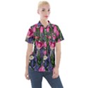 Cheerful Watercolor Flowers Women s Short Sleeve Pocket Shirt View1