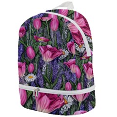 Cheerful Watercolor Flowers Zip Bottom Backpack by GardenOfOphir