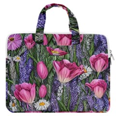 Cheerful Watercolor Flowers Macbook Pro 16  Double Pocket Laptop Bag  by GardenOfOphir