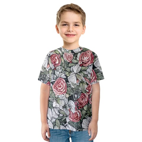 Retro Topical Botanical Flowers Kids  Sport Mesh Tee by GardenOfOphir