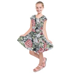 Retro Topical Botanical Flowers Kids  Short Sleeve Dress by GardenOfOphir