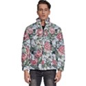 Retro Topical Botanical Flowers Men s Puffer Bubble Jacket Coat View1