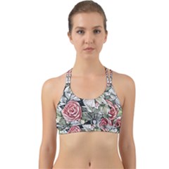 Retro Topical Botanical Flowers Back Web Sports Bra by GardenOfOphir