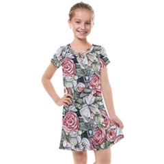 Retro Topical Botanical Flowers Kids  Cross Web Dress by GardenOfOphir