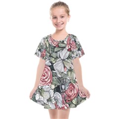 Retro Topical Botanical Flowers Kids  Smock Dress by GardenOfOphir