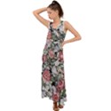 Retro Topical Botanical Flowers V-Neck Chiffon Maxi Dress View1