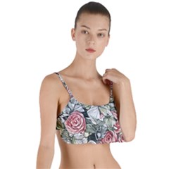 Retro Topical Botanical Flowers Layered Top Bikini Top  by GardenOfOphir