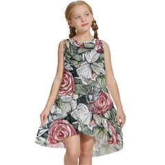 Retro Topical Botanical Flowers Kids  Frill Swing Dress by GardenOfOphir