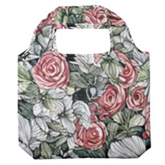 Retro Topical Botanical Flowers Premium Foldable Grocery Recycle Bag by GardenOfOphir