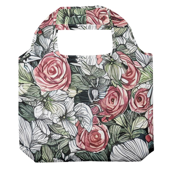 Retro Topical Botanical Flowers Premium Foldable Grocery Recycle Bag