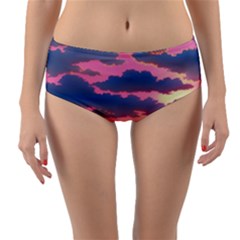 Sunset Over The Beach Reversible Mid-waist Bikini Bottoms by GardenOfOphir