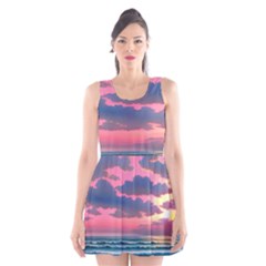 Sunset Over The Beach Scoop Neck Skater Dress by GardenOfOphir