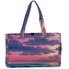 Sunset Over The Beach Canvas Work Bag