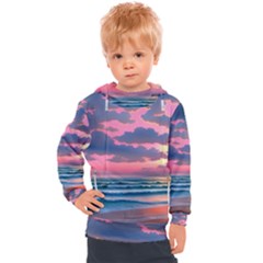 Sunset Over The Beach Kids  Hooded Pullover by GardenOfOphir