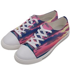 Sunset Over The Beach Men s Low Top Canvas Sneakers by GardenOfOphir