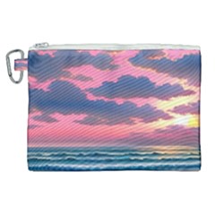 Sunset Over The Beach Canvas Cosmetic Bag (xl) by GardenOfOphir