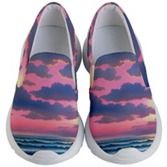 Sunset Over The Beach Kids Lightweight Slip Ons by GardenOfOphir