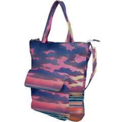 Sunset Over The Beach Shoulder Tote Bag by GardenOfOphir