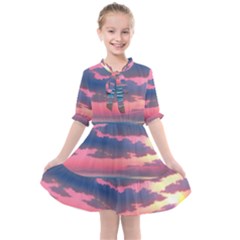 Sunset Over The Beach Kids  All Frills Chiffon Dress by GardenOfOphir