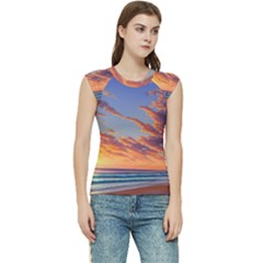 Summer Sunset Over Beach Women s Raglan Cap Sleeve Tee by GardenOfOphir