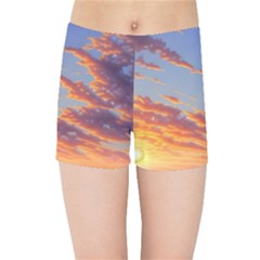 Summer Sunset Over Beach Kids  Sports Shorts by GardenOfOphir