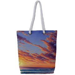 Summer Sunset Over Beach Full Print Rope Handle Tote (small) by GardenOfOphir