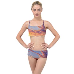 Summer Sunset Over Beach Layered Top Bikini Set by GardenOfOphir