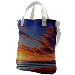 Summer Sunset Over Beach Canvas Messenger Bag by GardenOfOphir