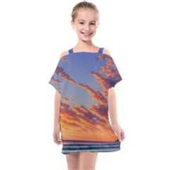 Summer Sunset Over Beach Kids  One Piece Chiffon Dress by GardenOfOphir