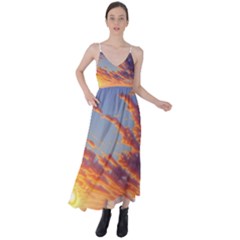 Summer Sunset Over Beach Tie Back Maxi Dress by GardenOfOphir