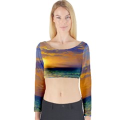 Nature Sunset Long Sleeve Crop Top by GardenOfOphir