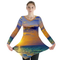 Nature Sunset Long Sleeve Tunic  by GardenOfOphir