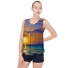 Nature Sunset Bubble Hem Chiffon Tank Top by GardenOfOphir