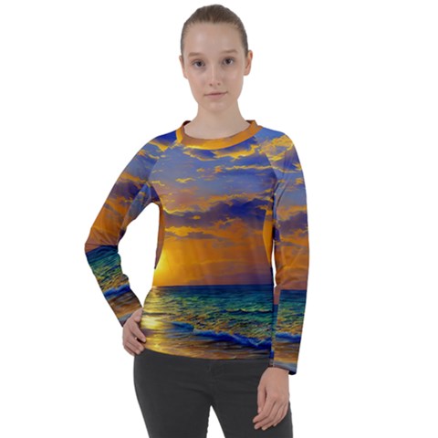 Nature Sunset Women s Long Sleeve Raglan Tee by GardenOfOphir