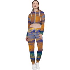 Nature Sunset Cropped Zip Up Lounge Set by GardenOfOphir