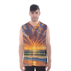 Waves At Sunset Men s Basketball Tank Top by GardenOfOphir