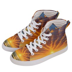 Waves At Sunset Men s Hi-top Skate Sneakers by GardenOfOphir