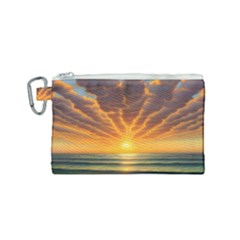 Waves At Sunset Canvas Cosmetic Bag (small) by GardenOfOphir