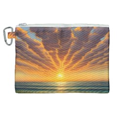 Waves At Sunset Canvas Cosmetic Bag (xl) by GardenOfOphir