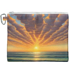 Waves At Sunset Canvas Cosmetic Bag (xxxl) by GardenOfOphir