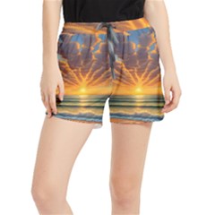 Waves At Sunset Women s Runner Shorts by GardenOfOphir