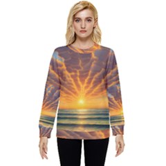 Waves At Sunset Hidden Pocket Sweatshirt by GardenOfOphir