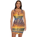 Waves At Sunset Draped Bodycon Dress View1