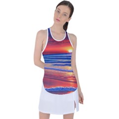 Golden Sunset Over Beach Racer Back Mesh Tank Top by GardenOfOphir