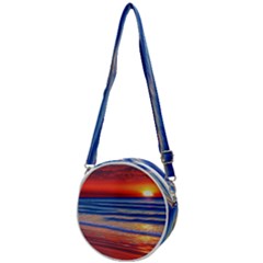 Golden Sunset Over Beach Crossbody Circle Bag by GardenOfOphir